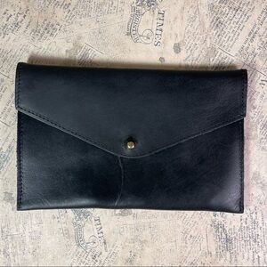Parker Clay Black Leather Wallet Card Holder Document Travel Pouch